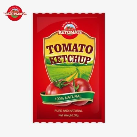 OEM 36g টমেটো কেচআপ স্যাকেট চীন কারখানা থেকে তৈরি খাঁটি প্রাকৃতিক উপাদান সঙ্গে কারখানা মূল্যে উপলব্ধ