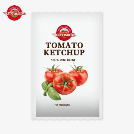 OEM 36g টমেটো কেচআপ স্যাকেট চীন থেকে কারখানা থেকে তৈরি খাঁটি প্রাকৃতিক উপাদানের সাথে কারখানার দামে দেওয়া হয়