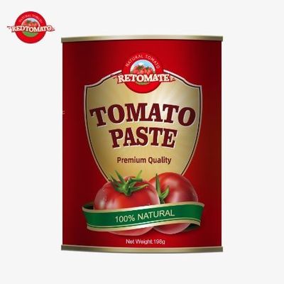198 গ্রাম টমেটো প্যাস্ট কনসার্ট OEM ISO HACCP BRC FDA উত্পাদন মান মেনে চলে