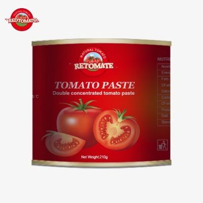 আইএসও এইচএসিসিপি বিআরসি এবং এফডিএ দ্বারা নির্ধারিত উত্পাদন মান মেনে চলে 210 গ্রাম টমেটো পেস্ট